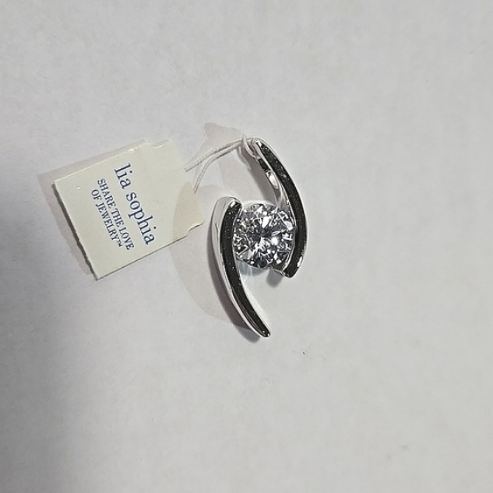 Lia Sophia Starlight Silver Pendant with Clear Gemstone and Tag